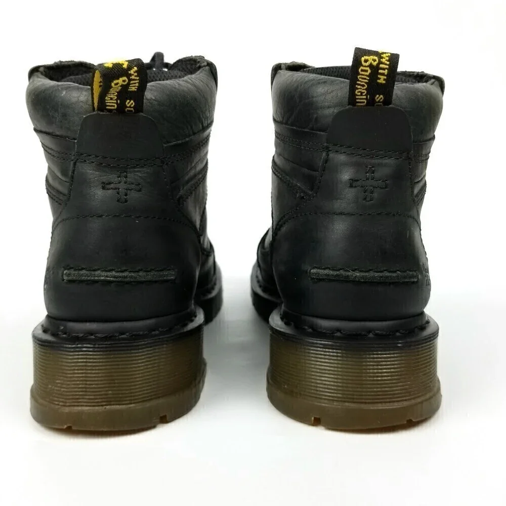 Dr. Martens Soren Moto Biker Black Stud Hiking Leather Ankle Boots Mens 9 Black